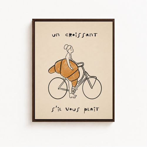 Croissant Bicycle Canvas Wall Art Aura Canvas