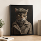 Custom Gentleman Cat Portrait Canvas Aura Canvas
