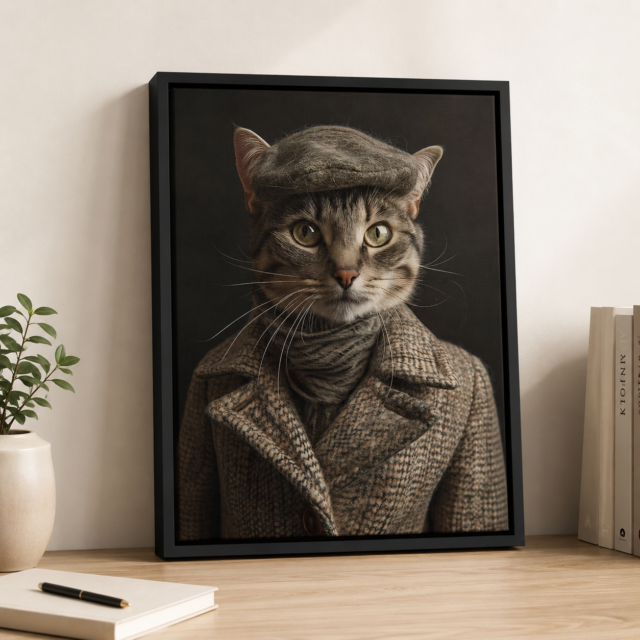 Custom Gentleman Cat Portrait Canvas Aura Canvas