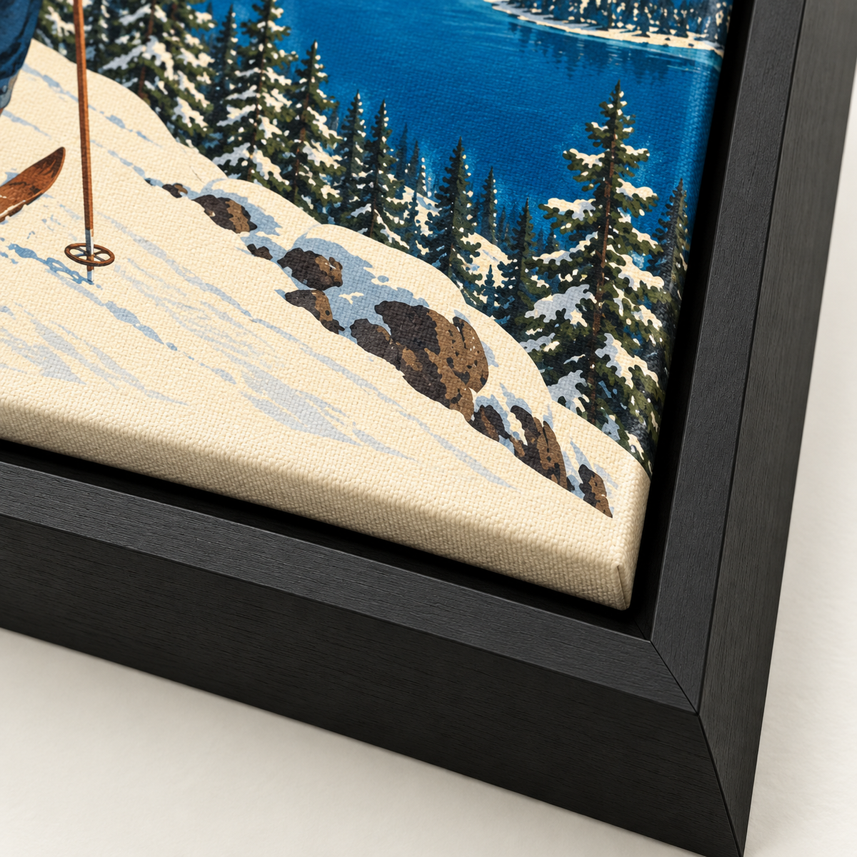 Lake Tahoe Vintage Ski Canvas Wall Art - canvas close-up detail