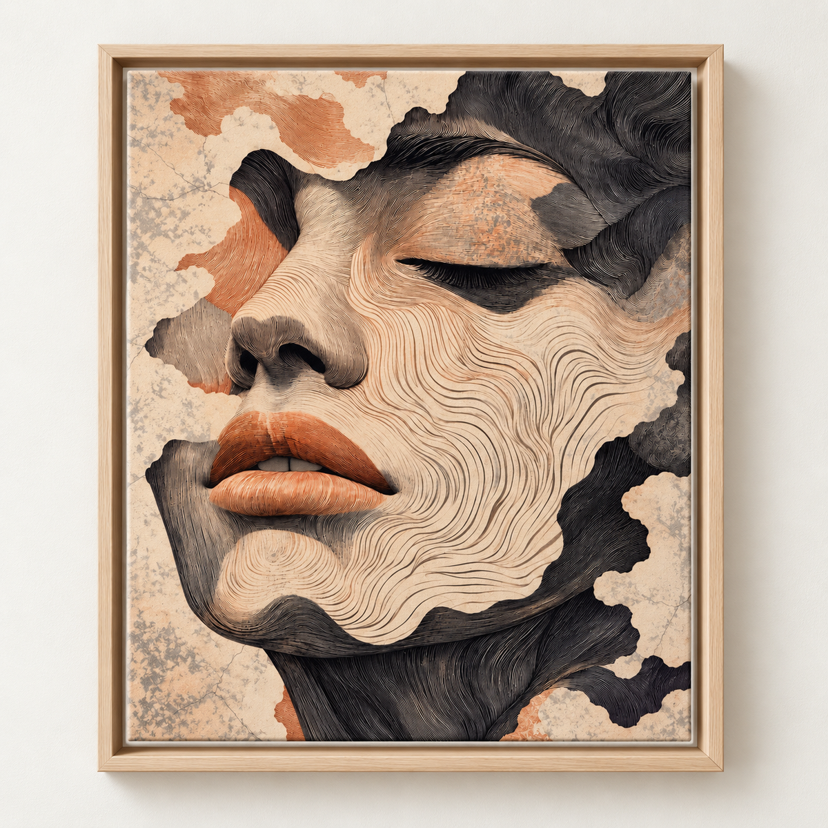 Abstract Woman Face Contour Line Canvas Wall Art - main canvas artwork
