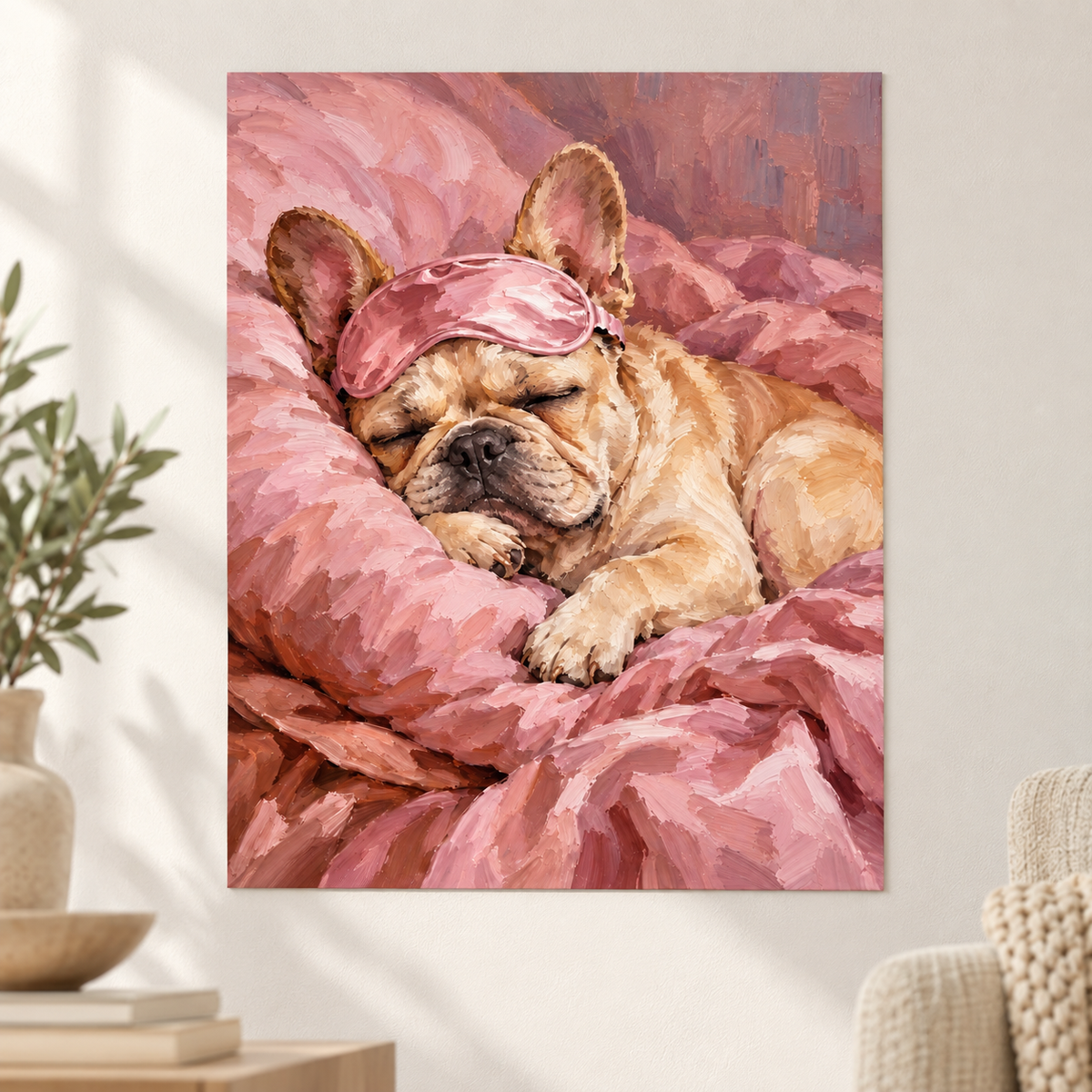 Custom Pet Portrait Pink Sleep Mask Canvas Wall Art - personalized canvas detail 9