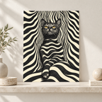 Black Cat Optical Illusion Striped Canvas Wall Art - canvas detail view 8