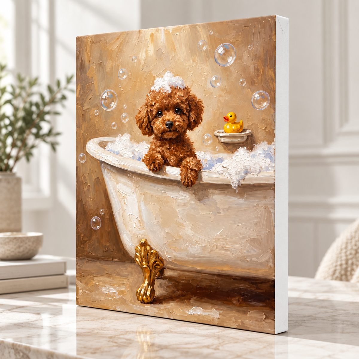 Custom Pet Portrait Bubble Bath Canvas Wall Art - personalized canvas detail 8