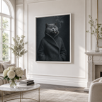 Custom Moody Gray Cat Portrait Canvas Wall Art