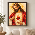 Sacred Heart of Jesus Pencil Style Canvas Wall Art - canvas detail view 6