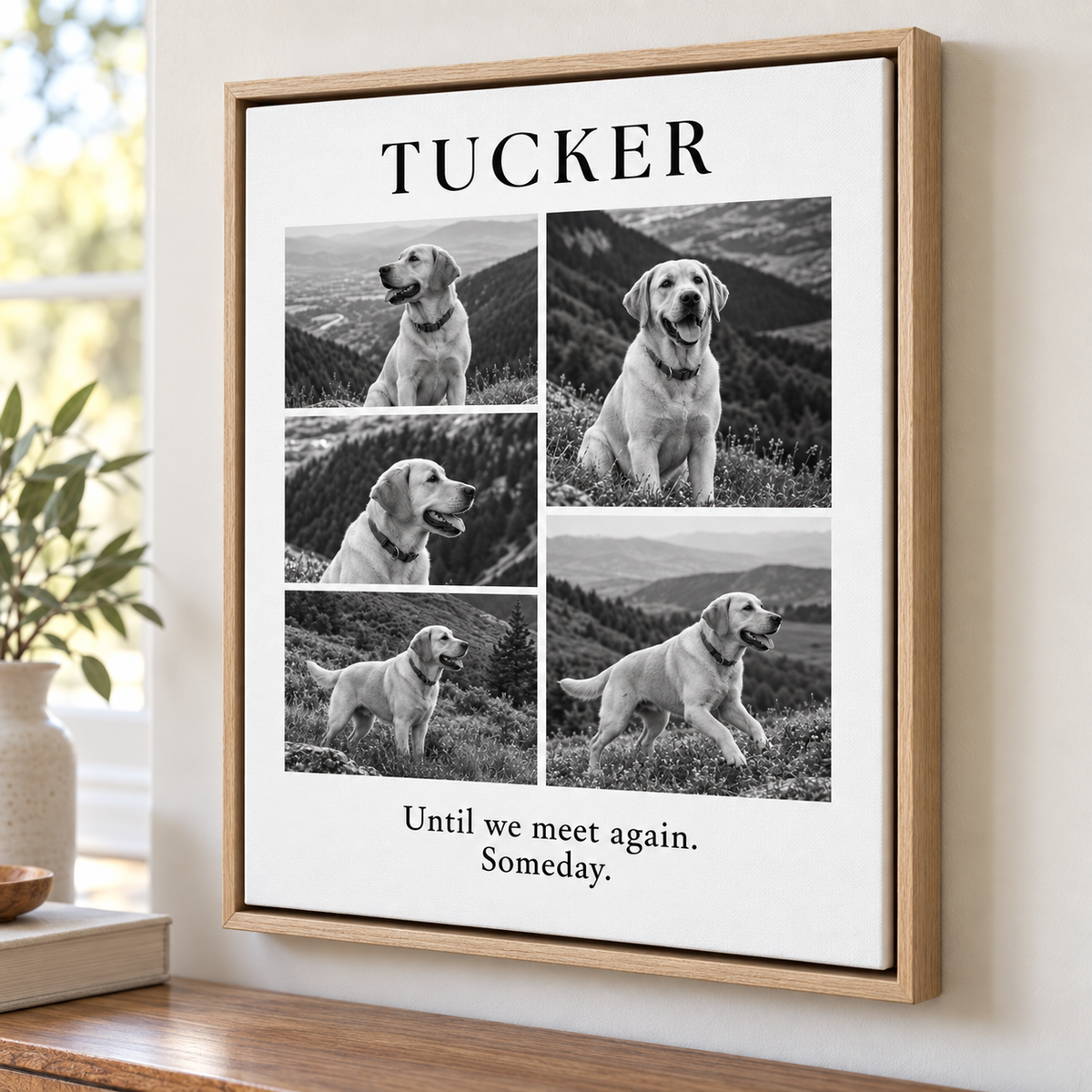 Custom Pet Memorial Monochrome Photo Collage Canvas Wall Art - personalized canvas detail 9