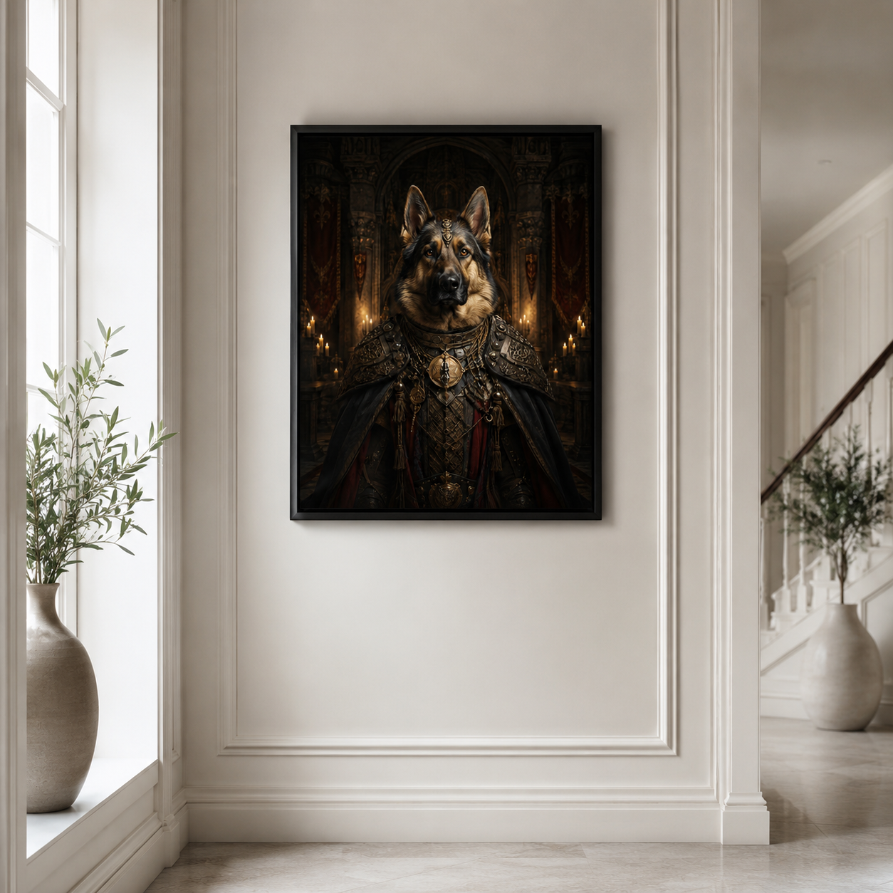 Custom Medieval Royal Pet Portrait Canvas