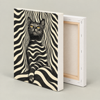 Black Cat Optical Illusion Striped Canvas Wall Art - canvas detail view 11