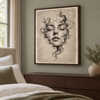 Surreal Woman Portrait Neutral Canvas Wall Art