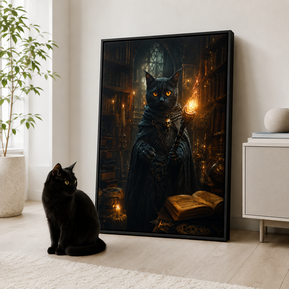 Custom Dark Wizard Pet Portrait Canvas Wall Art