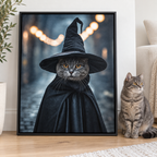 Custom Witch Hat Pet Portrait Canvas Wall Art - personalized canvas preview