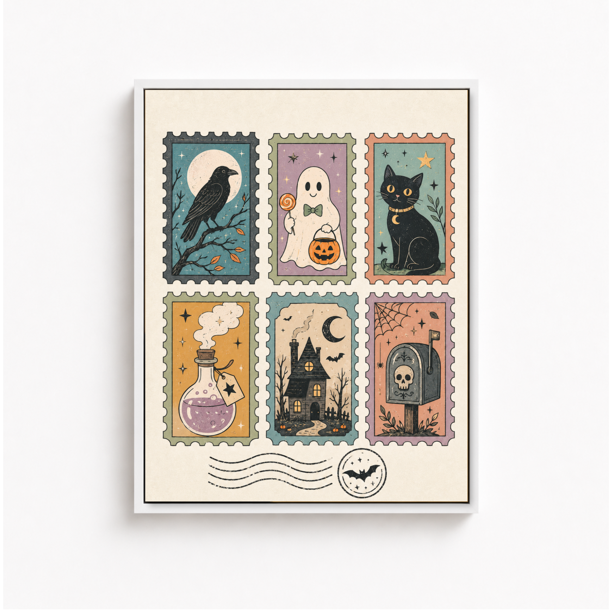 Vintage Halloween Stamp Canvas Wall Art Aura Canvas