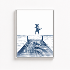 Blue Dog Lake Dock Canvas Wall Art Aura Canvas