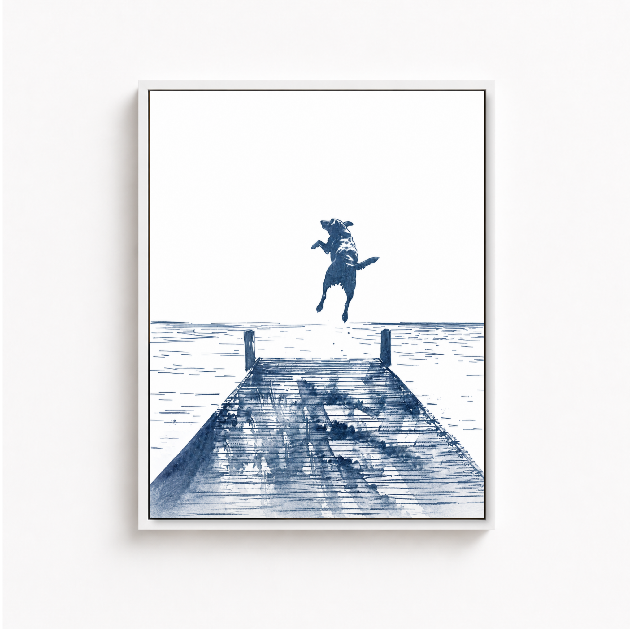 Blue Dog Lake Dock Canvas Wall Art Aura Canvas