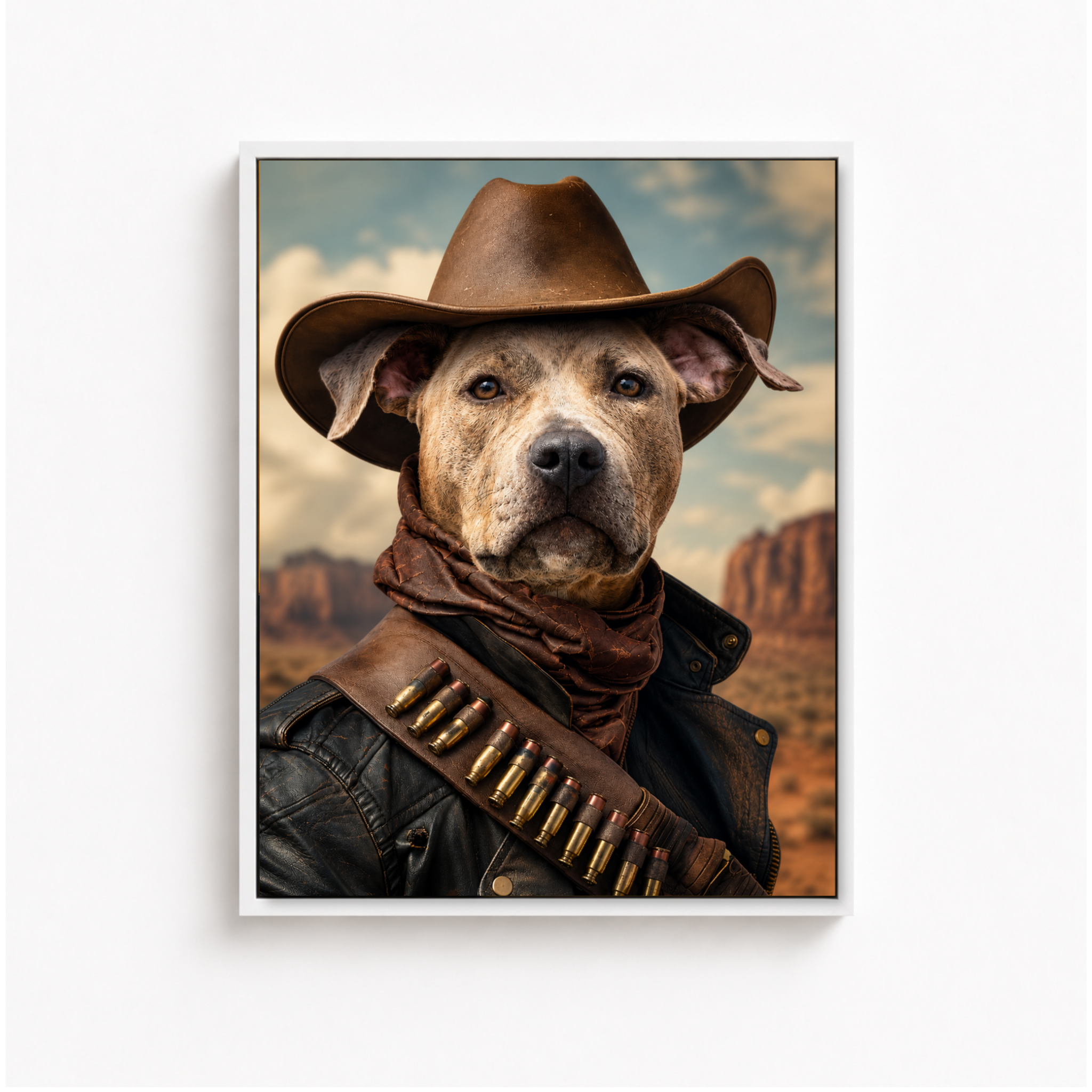 Custom Cowboy Dog Portrait Canvas Aura Canvas
