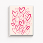 Pink Brushstroke Hearts Canvas Wall Art Aura Canvas