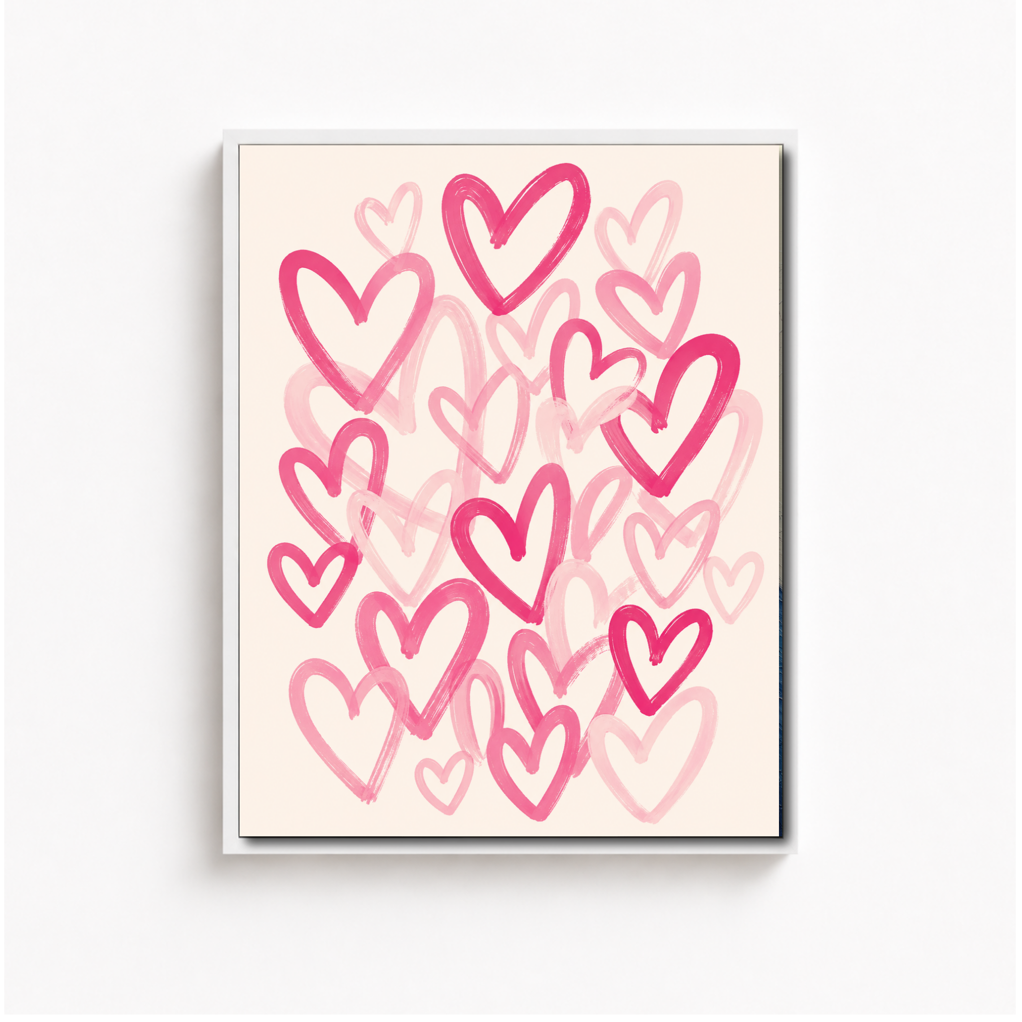 Pink Brushstroke Hearts Canvas Wall Art Aura Canvas