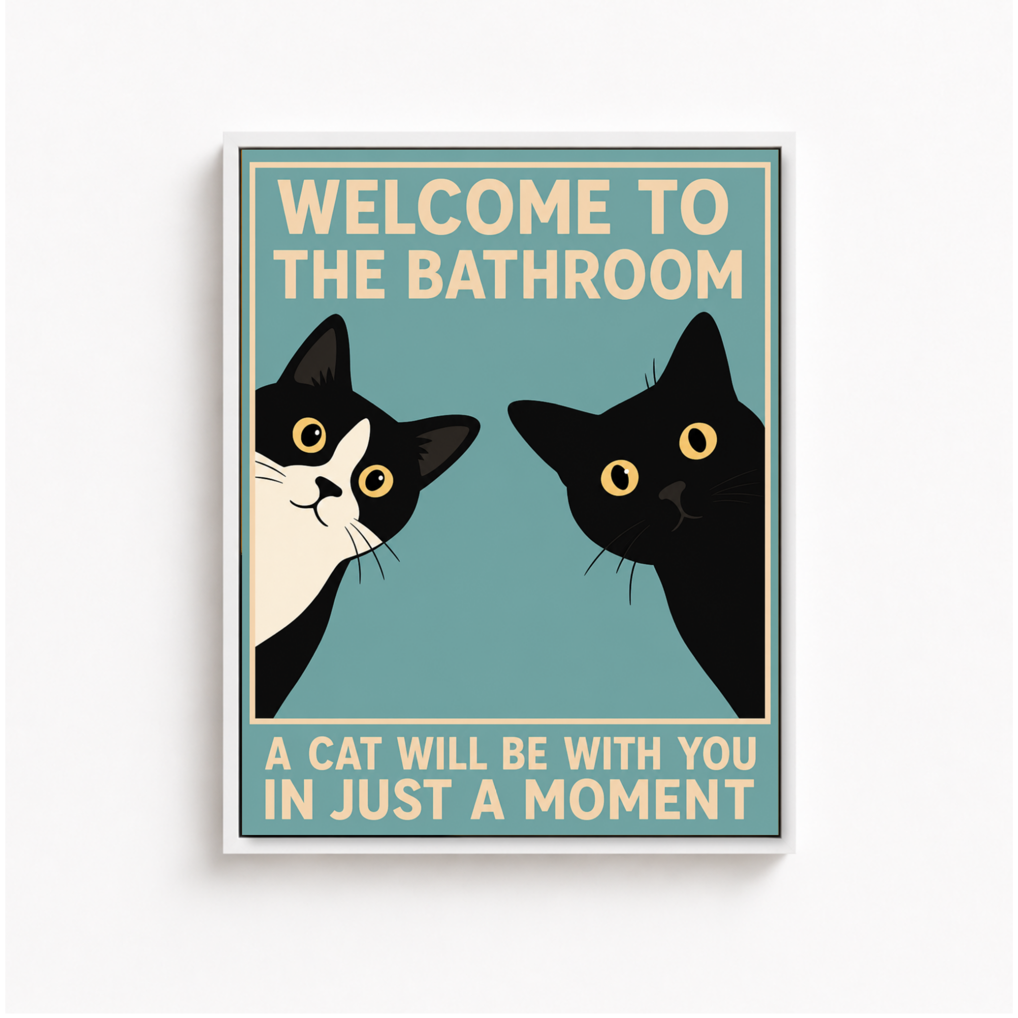 Funny Bathroom Cat Canvas Wall Art Aura Canvas