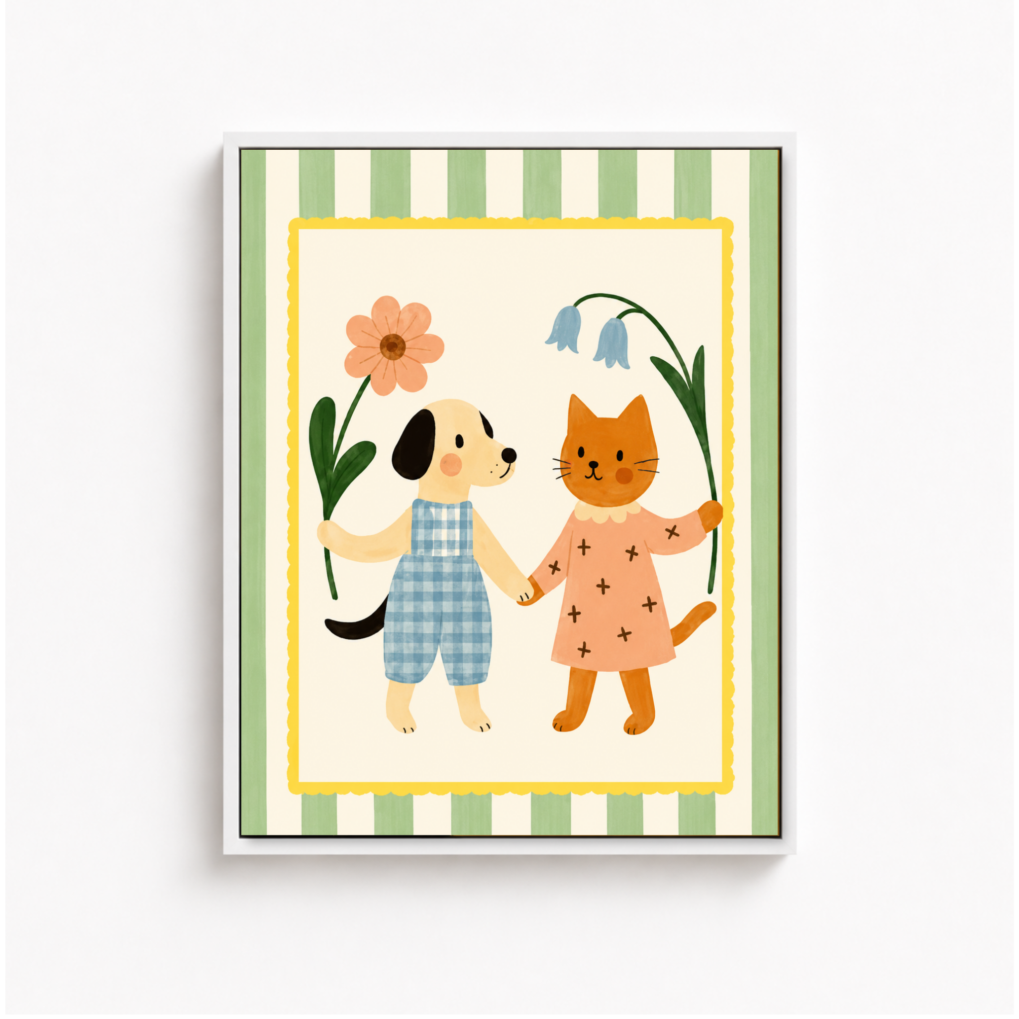 Dog and Cat Friends Canvas Wall Art Aura Canvas