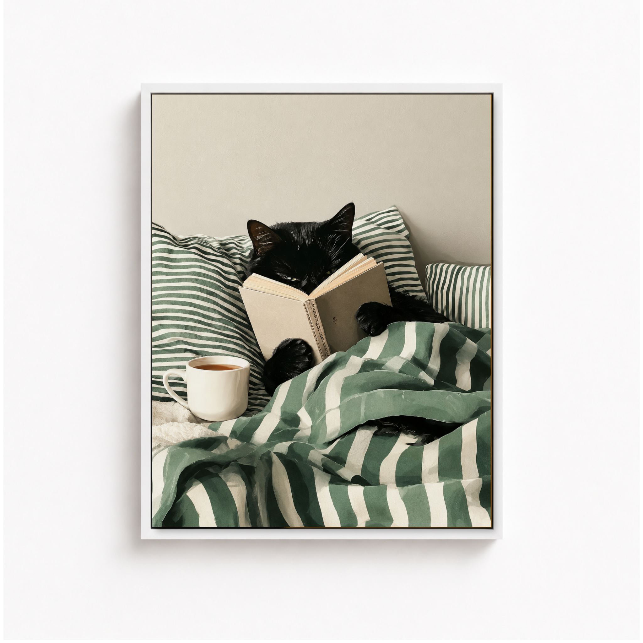 Reading Cat Canvas Wall Art Aura Canvas