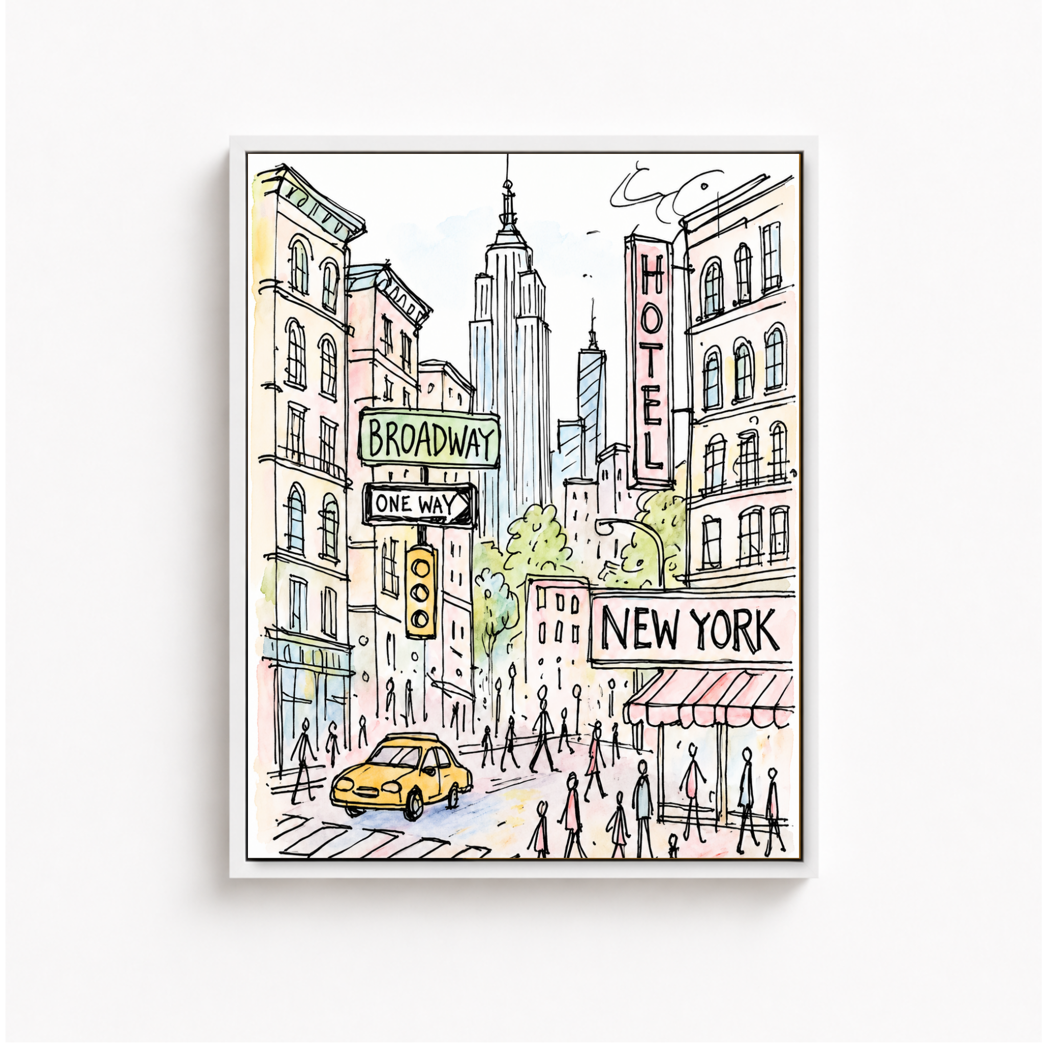 New York City Sketch Canvas Wall Art Aura Canvas