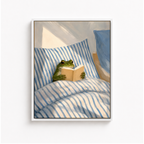 Cozy Reading Frog Canvas Wall Art Aura Canvas