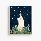 White Cat Starry Night Canvas Wall Art Aura Canvas
