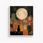 Black Cat Moon Canvas Wall Art Aura Canvas