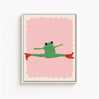 Stretching Frog Canvas Wall Art Aura Canvas