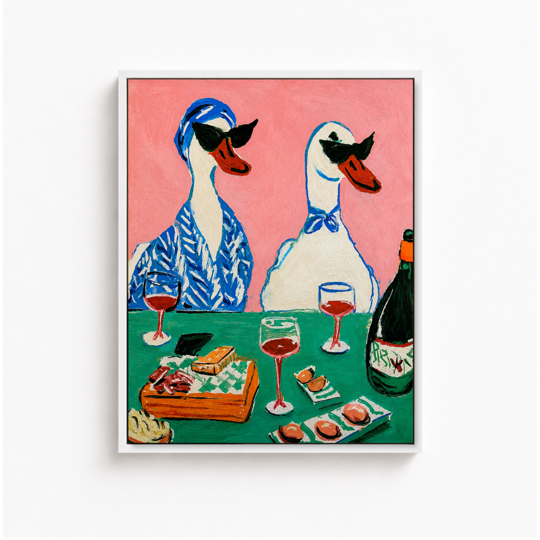Funny Duck Wine Canvas Wall Art Aura Canvas