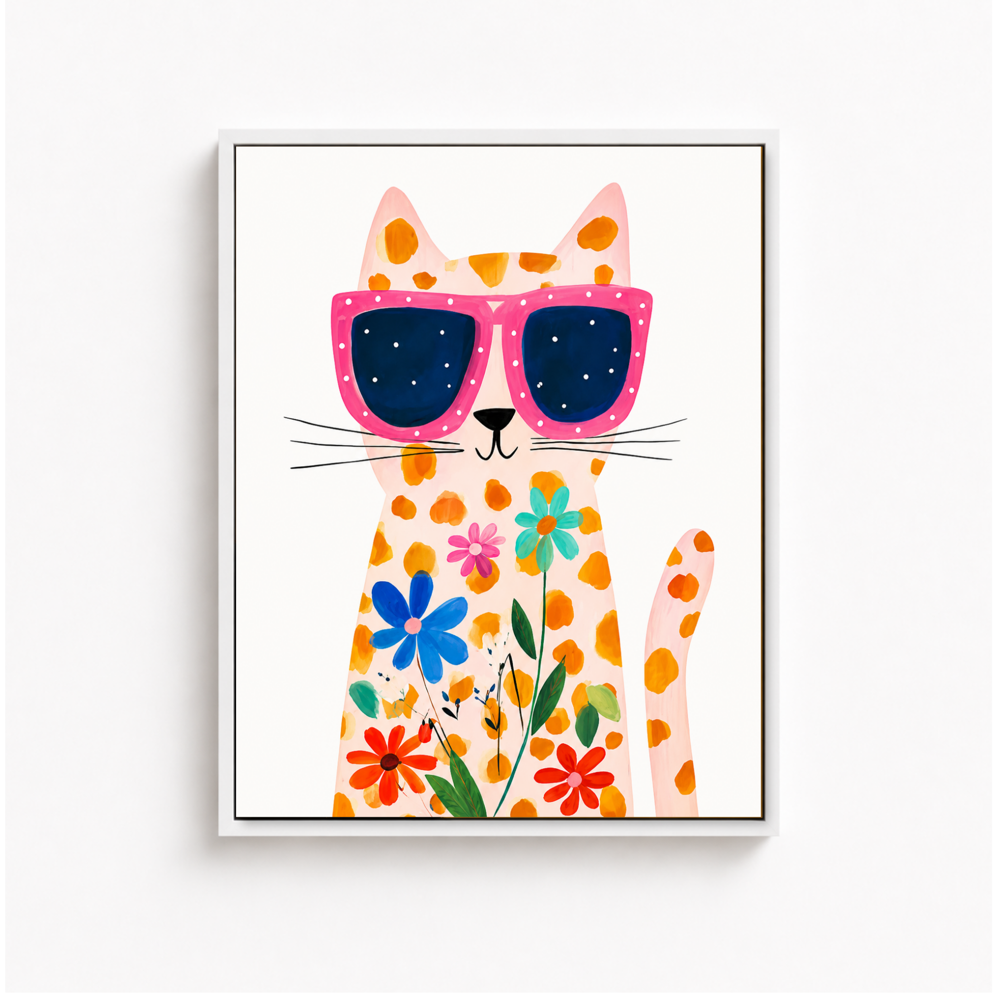 Flower Cat Canvas Wall Art Aura Canvas
