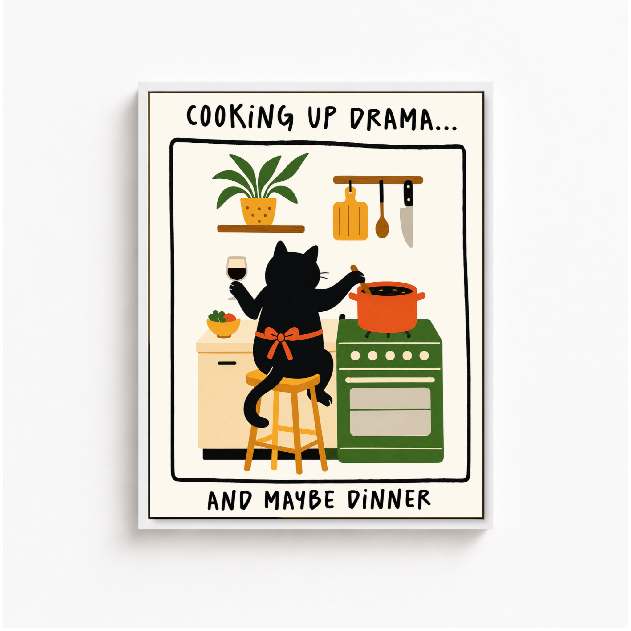 Cooking Up Drama Cat Canvas Wall Art Aura Canvas