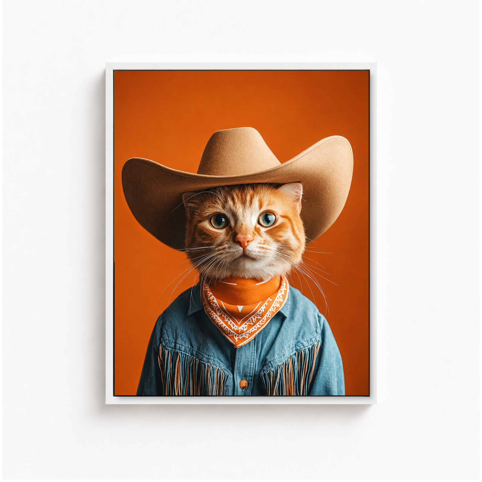 Custom Cowboy Cat Portrait Canvas Aura Canvas