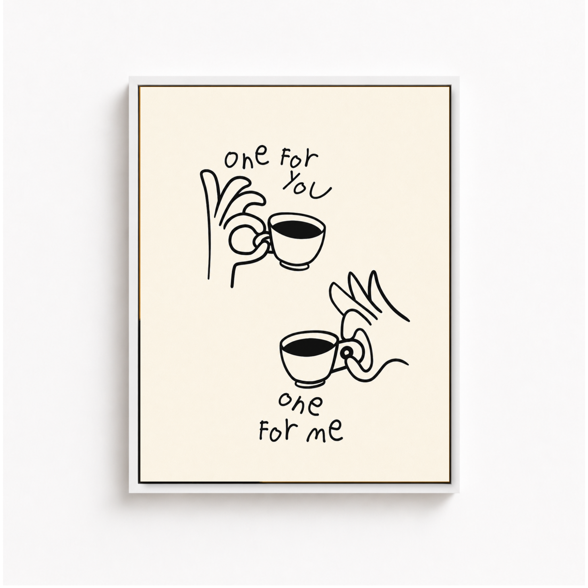 One For You One For Me Coffee Canvas Wall Art Aura Canvas