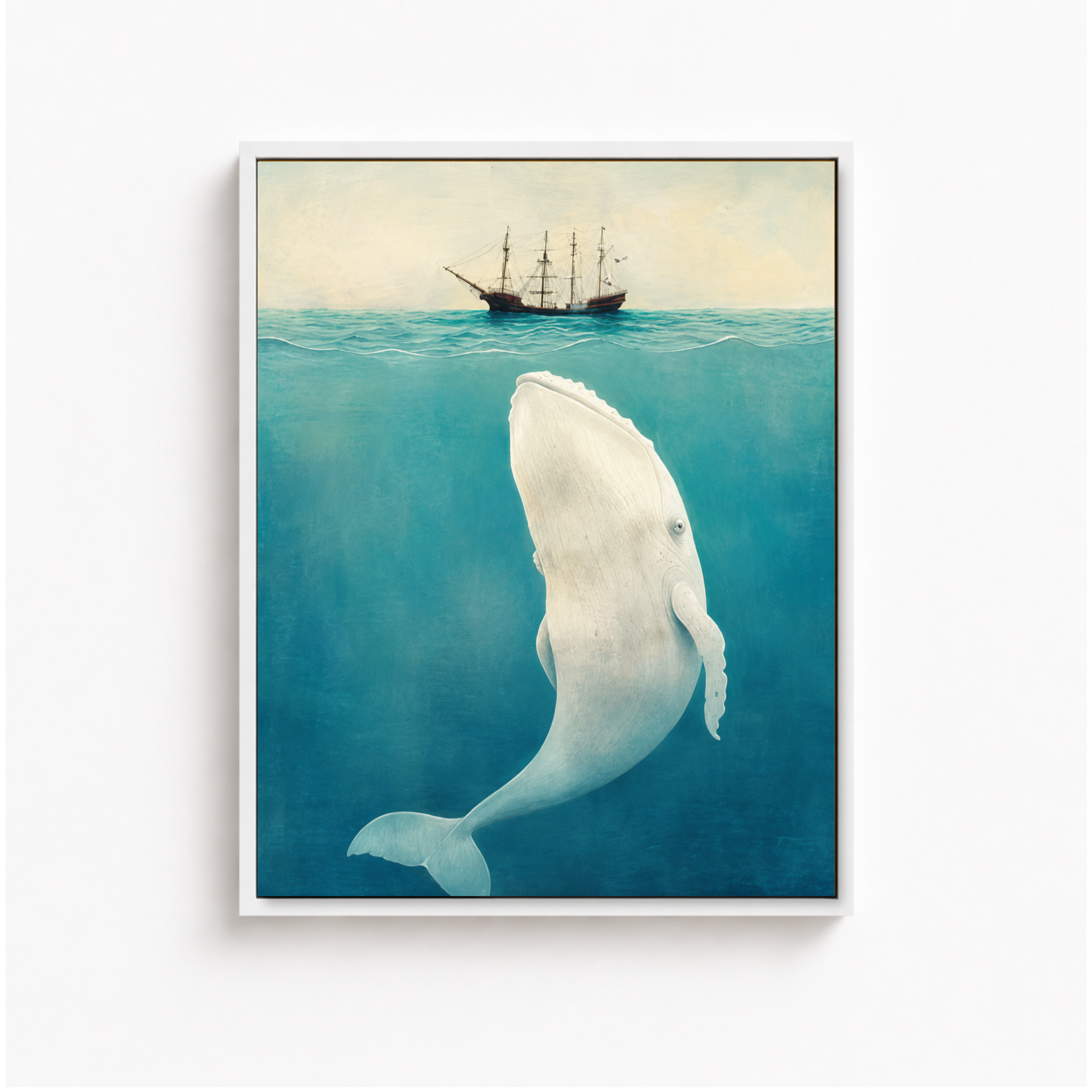 Whale Under Ship Canvas Wall Art Aura Canvas