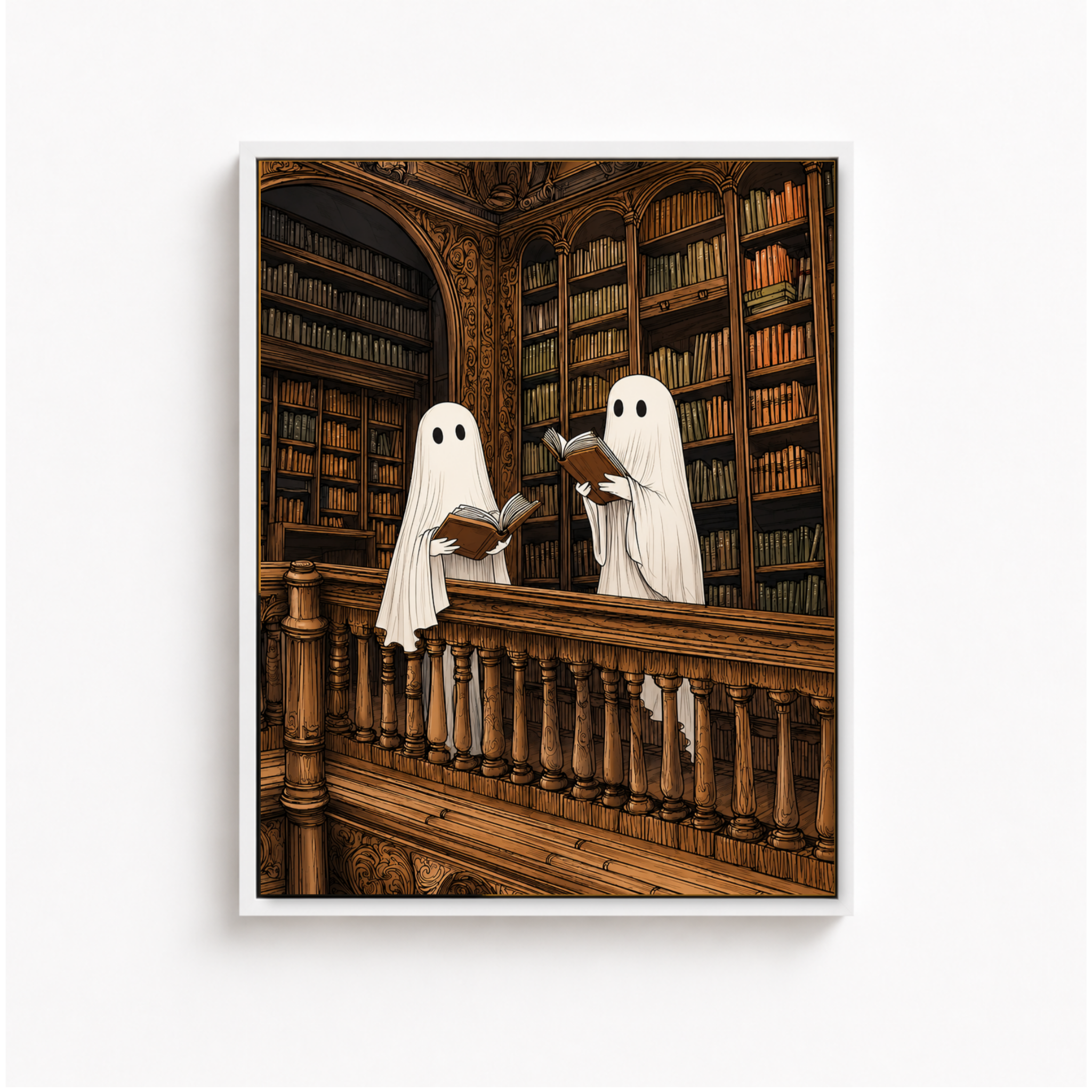 Ghost Library Canvas Wall Art Aura Canvas