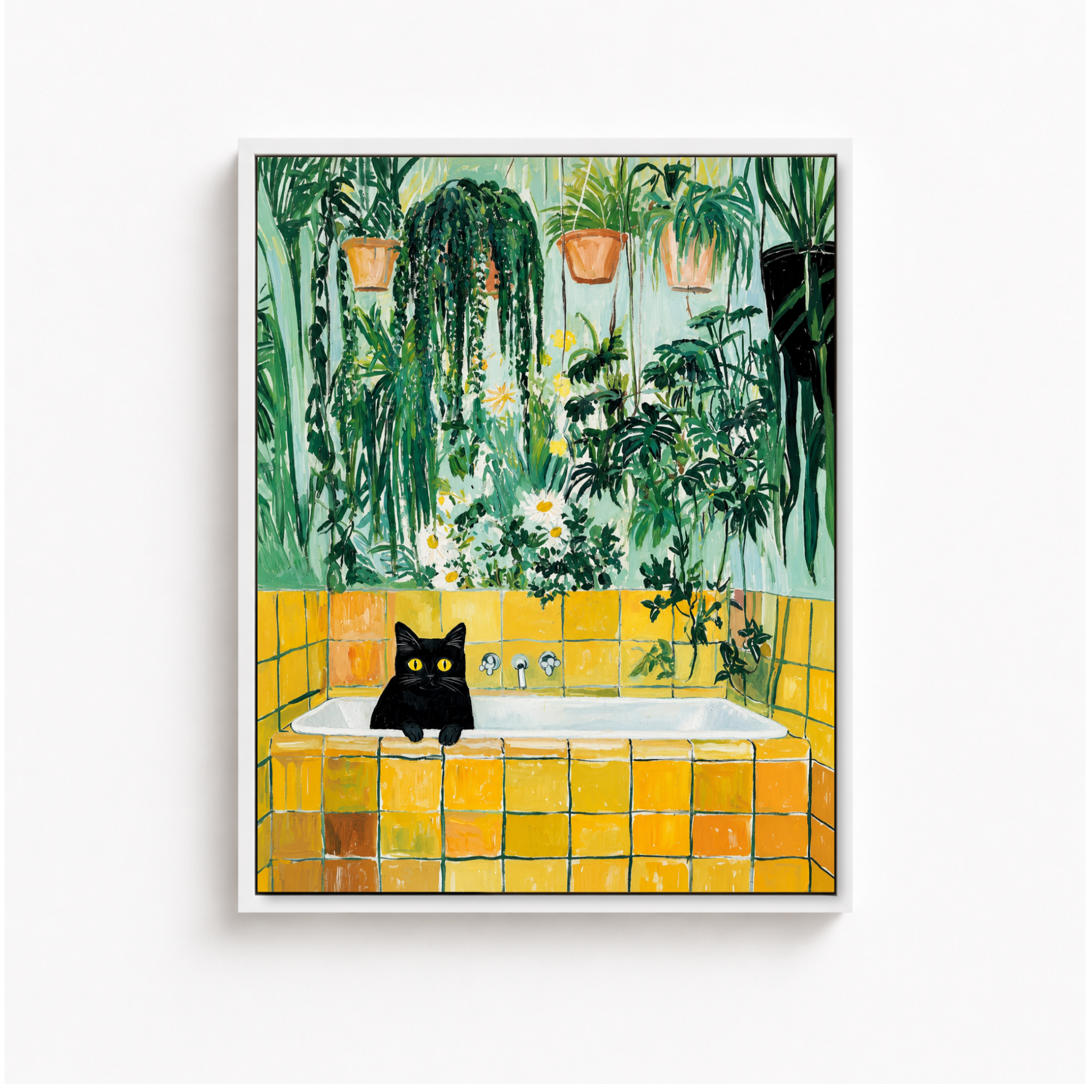 Black Cat Bathtub Canvas Wall Art Aura Canvas