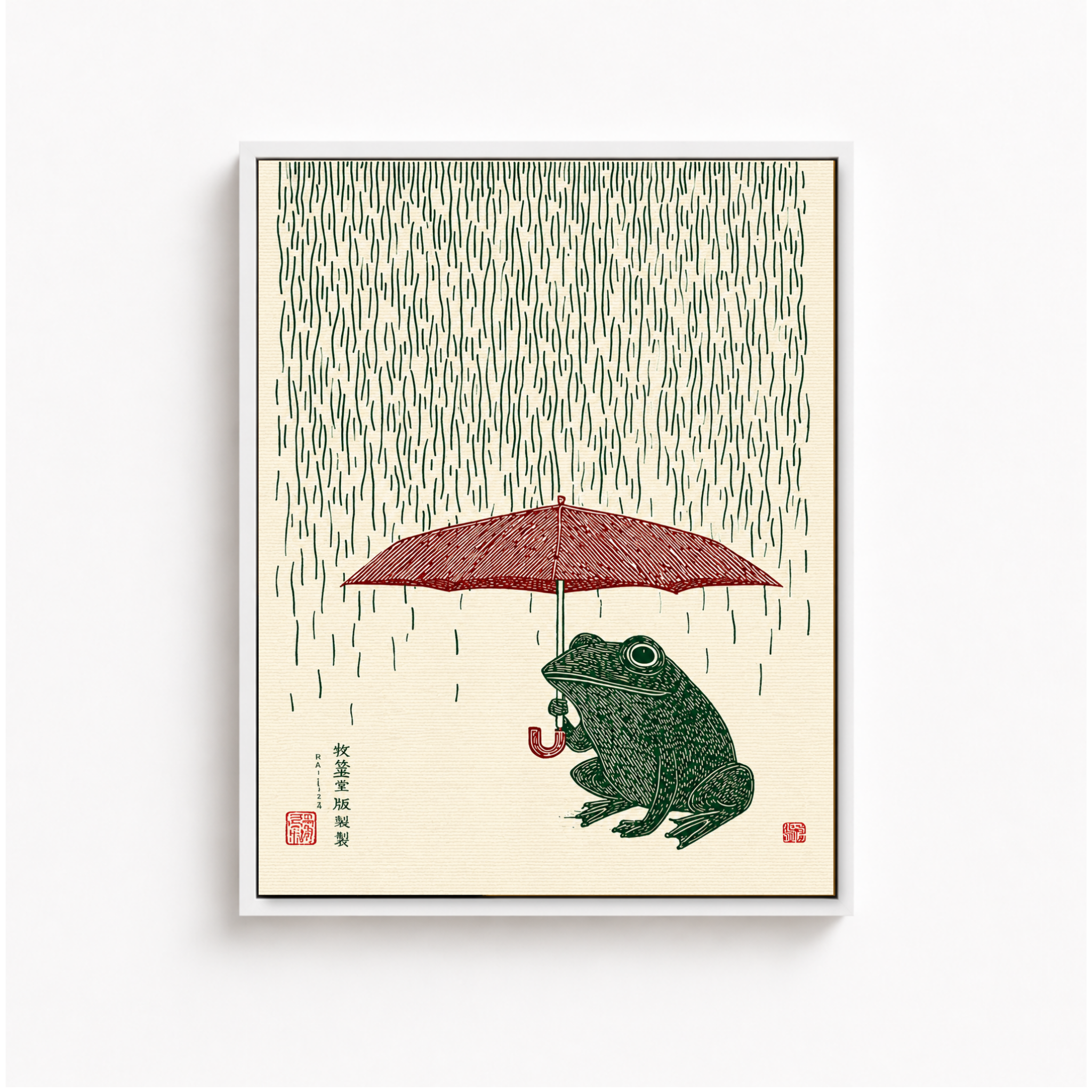 Rainy Day Frog Canvas Wall Art Aura Canvas
