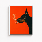 Smoking Doberman Canvas Wall Art Aura Canvas