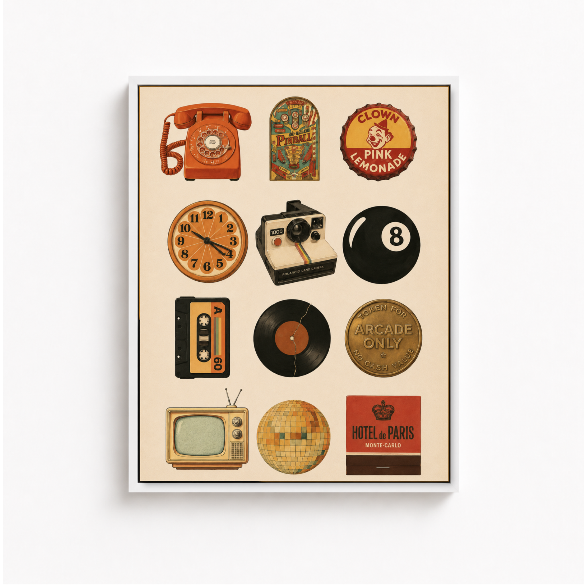 Retro Nostalgia Icons Canvas Wall Art Aura Canvas