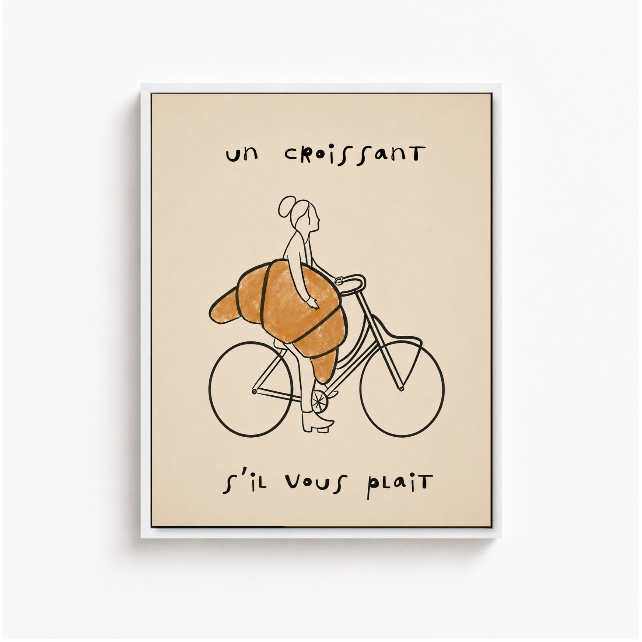 Croissant Bicycle Canvas Wall Art Aura Canvas