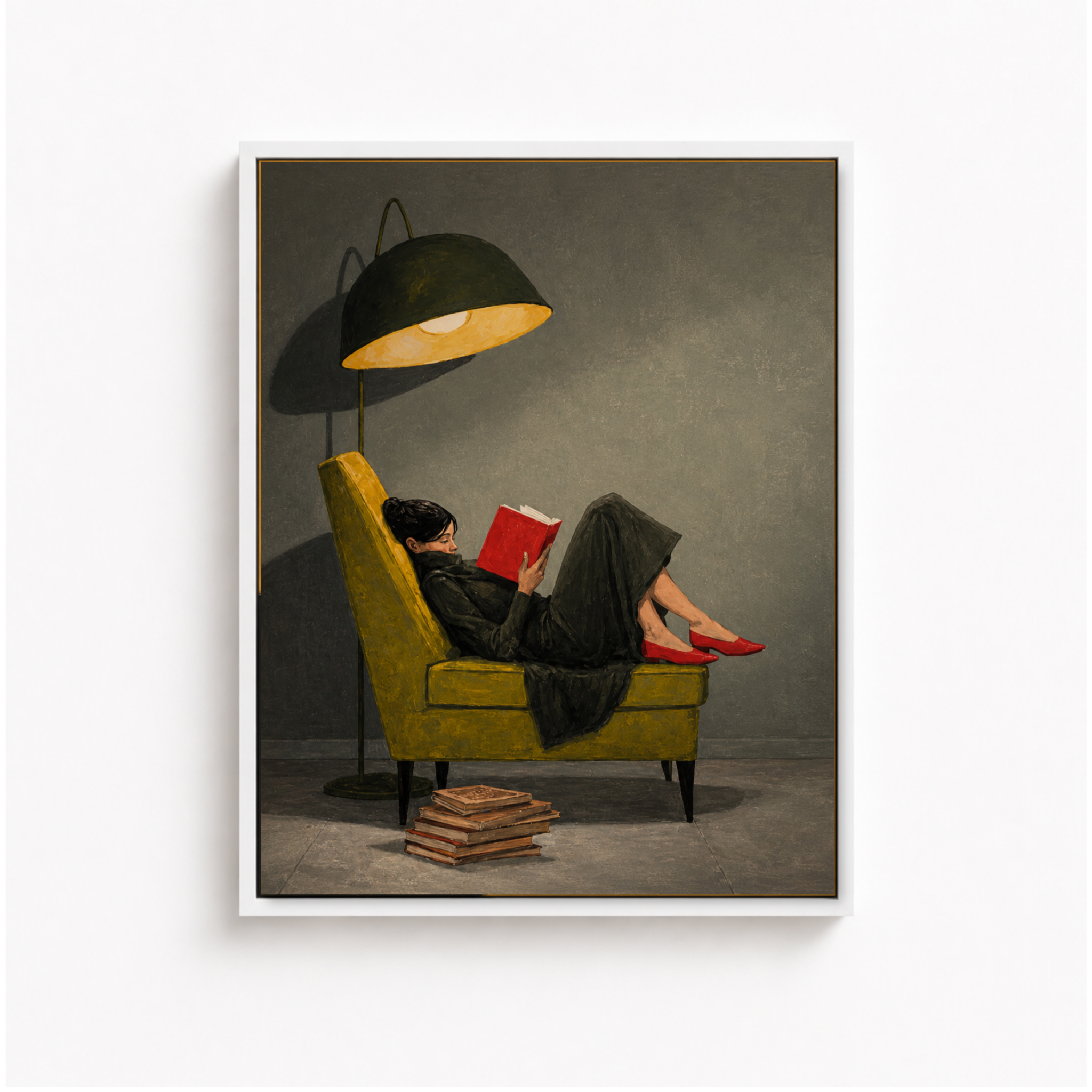 Cozy Reading Woman Canvas Wall Art Aura Canvas