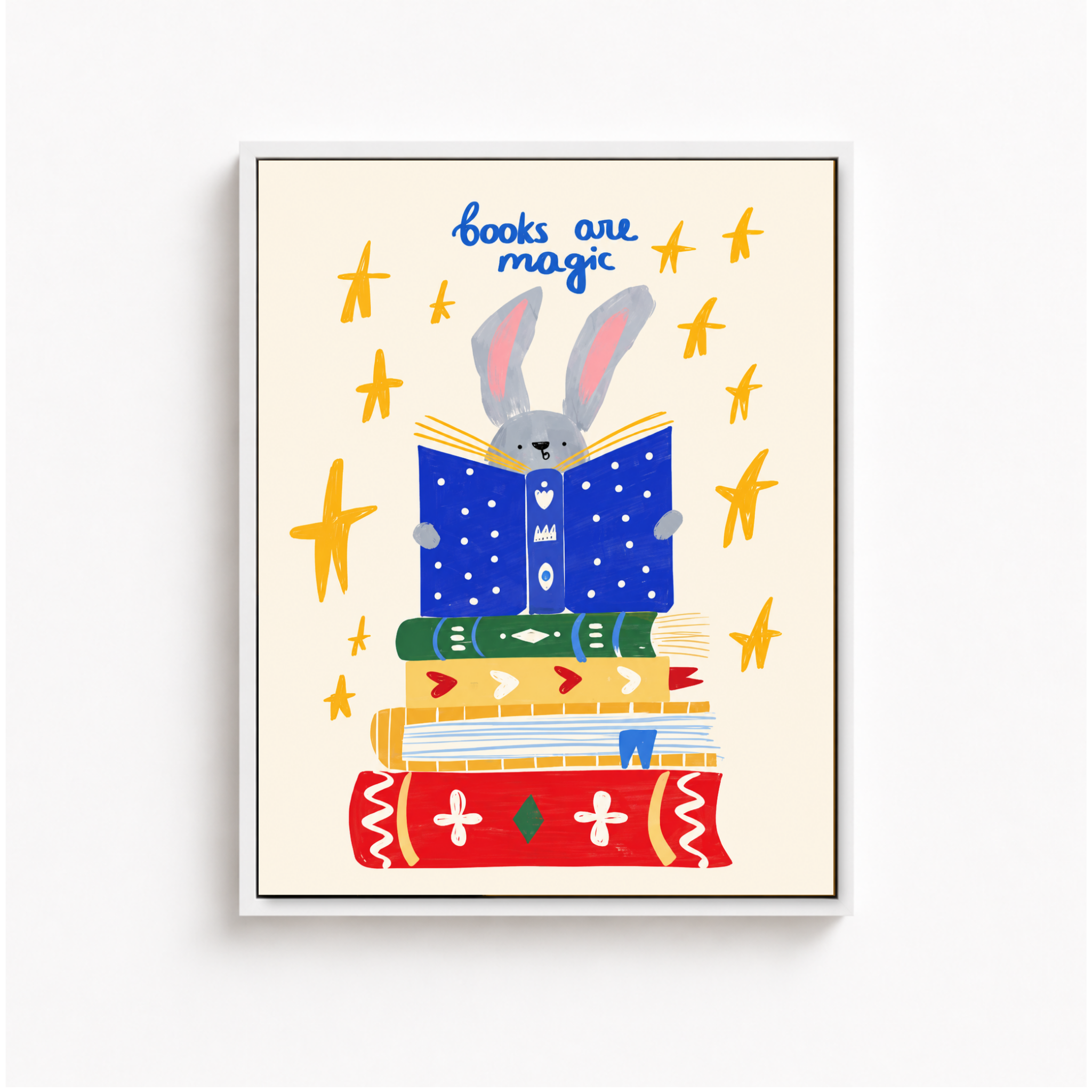 Books Are Magic Bunny Canvas Wall Art Aura Canvas