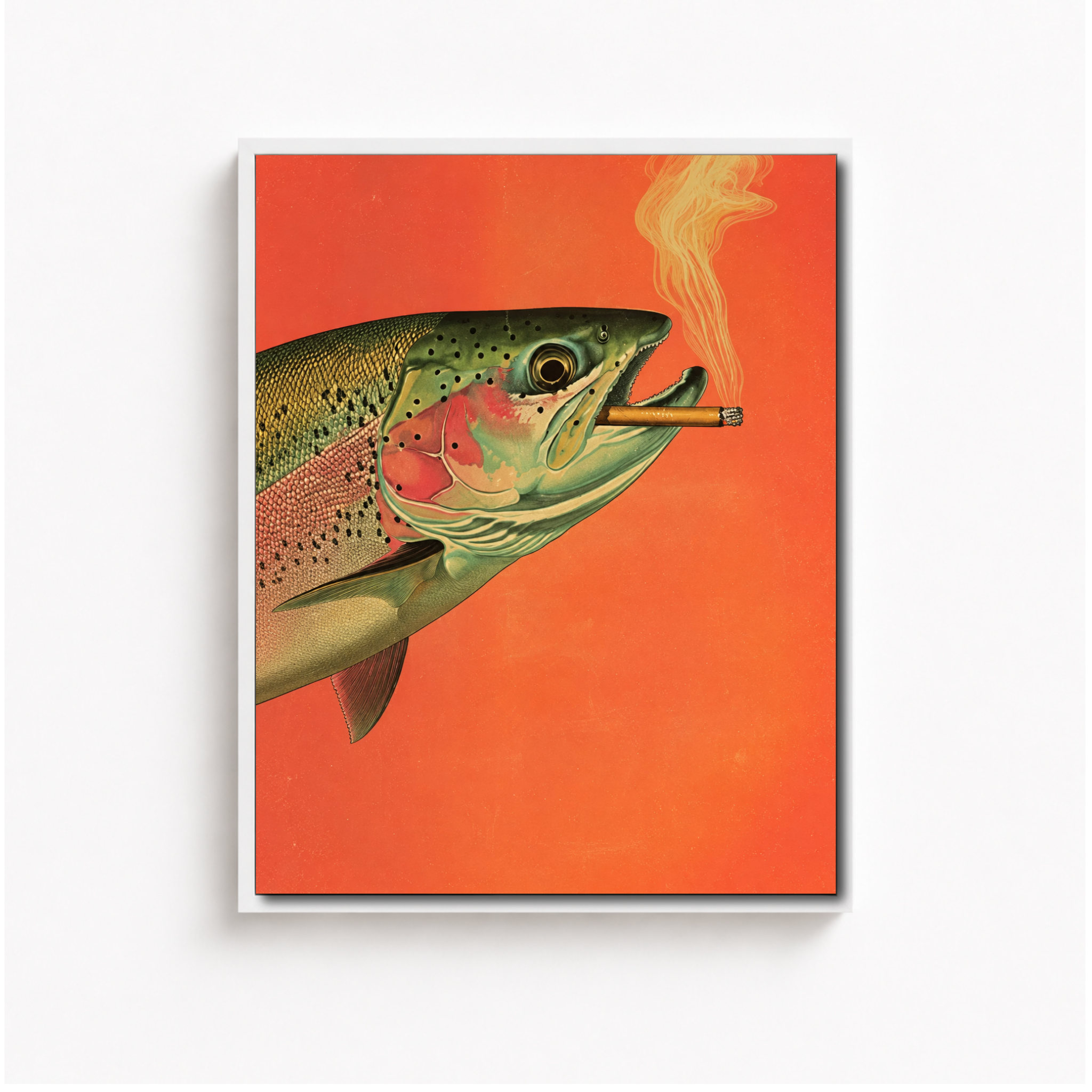 Smoking Trout Canvas Wall Art Aura Canvas