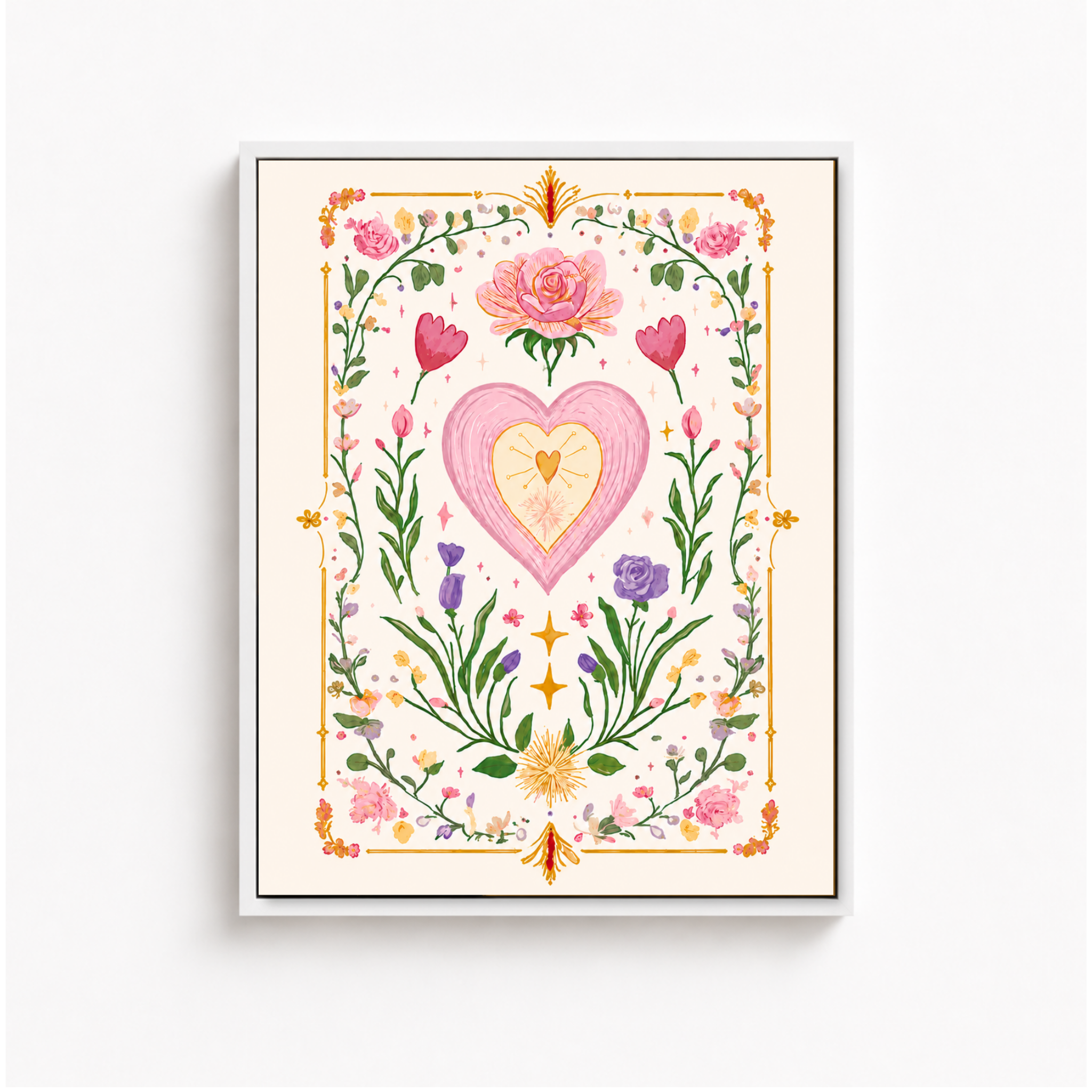 Floral Heart Canvas Wall Art Aura Canvas