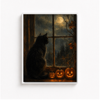 Halloween Black Cat Canvas Wall Art Aura Canvas