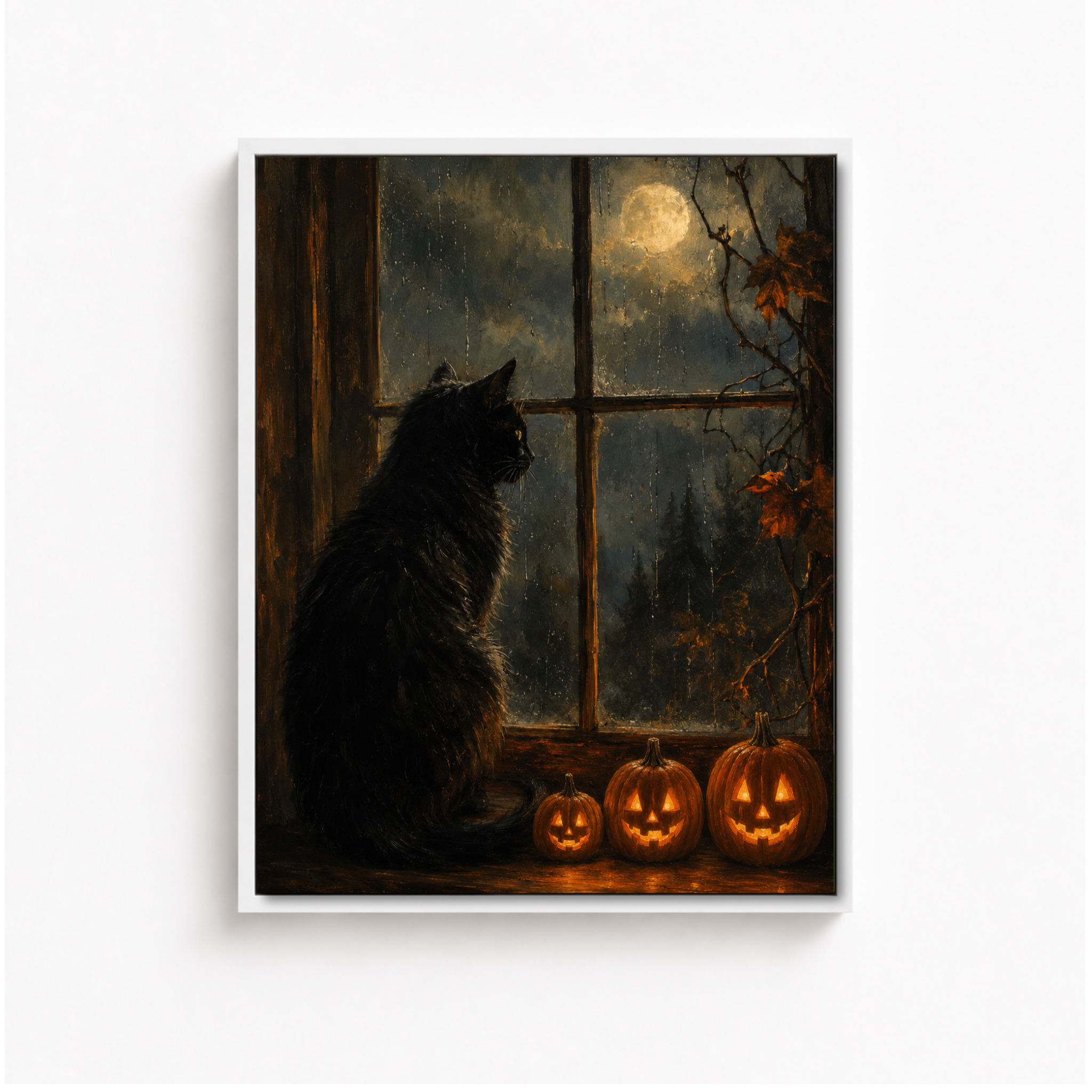 Halloween Black Cat Canvas Wall Art Aura Canvas