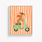 Dog Scooter Canvas Wall Art