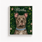 Custom Botanical Pet Portrait Canvas Aura Canvas